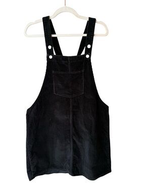 Ardene Black Corduroy Overall Dress with Front Pocket Size XL Grunge Minimalist